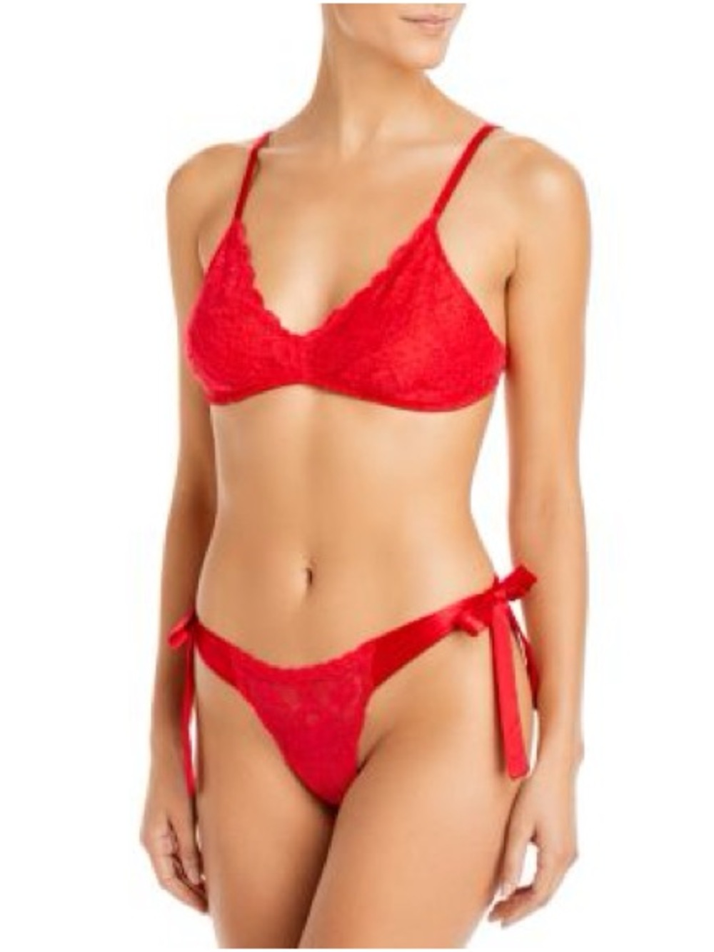 NWT Cosabella Red Lace Bralette Tie Side Silk Lace Brazilian Thong
